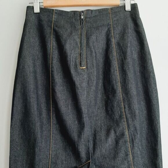 BISOU BISOU Y2K Blue Jeans Fitted High-Waist Pencil Midi Length Skirt Sz 6 - Picture 7 of 10